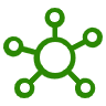 Icon that depicts a network of connections, a metaphor for the very close relationship between the business and the IT department Icon that depicts a network of connections, a metaphor for the very close relationship between the business and the IT department